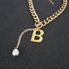 Gold Letter B Pendant Chokers For Women Irregular Pearl Jewelry Party Gift Statement Choker Thick Chain Necklace Punk Collar