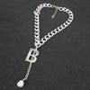 Gold Letter B Pendant Chokers For Women Irregular Pearl Jewelry Party Gift Statement Choker Thick Chain Necklace Punk Collar