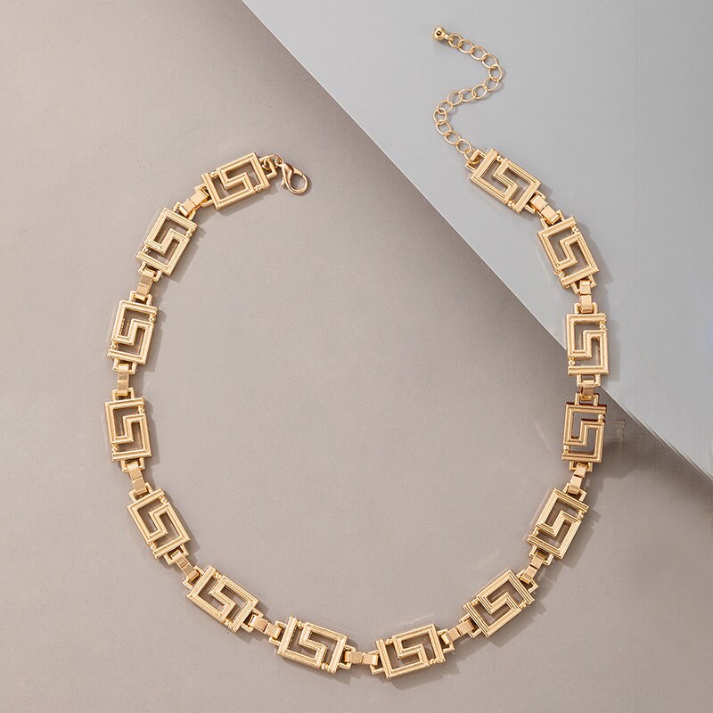 Gold Maze Chain Choker Necklaces for Women Punk Personality Chockers Vintage Exaggerated Single Layer Collare Jewelry Gifts 1 Pc