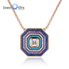 Gold Necklaces 925 Sterling Silver Pendants Blue Cubic Zirconia Geometric Pattern For Women Lady Jewelry ( NE102925)