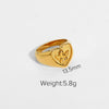Gold Plated 316L Stainless Steel Shell Rings For Women Heart Shape Yin Yang Chunky Finger Rings Waterproof Jewelry