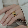 Gold Plated 316L Stainless Steel Shell Rings For Women Heart Shape Yin Yang Chunky Finger Rings Waterproof Jewelry