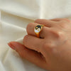 Gold Plated 316L Stainless Steel Shell Rings For Women Heart Shape Yin Yang Chunky Finger Rings Waterproof Jewelry