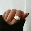 Gold Plated 316L Stainless Steel Shell Rings For Women Heart Shape Yin Yang Chunky Finger Rings Waterproof Jewelry