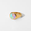 Gold Plated 316L Stainless Steel Shell Rings For Women Heart Shape Yin Yang Chunky Finger Rings Waterproof Jewelry