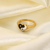 Gold Plated 316L Stainless Steel Shell Rings For Women Heart Shape Yin Yang Chunky Finger Rings Waterproof Jewelry