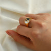 Gold Plated 316L Stainless Steel Shell Rings For Women Heart Shape Yin Yang Chunky Finger Rings Waterproof Jewelry