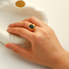 Gold Plated 316L Stainless Steel Shell Rings For Women Heart Shape Yin Yang Chunky Finger Rings Waterproof Jewelry