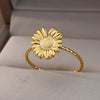 Gold Plated Daisy Rings for Women Open Adjustable Stainless Steel Ring Femme Flower Couple Wedding Aesthetic Jewelry anillos