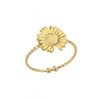 Gold Plated Daisy Rings for Women Open Adjustable Stainless Steel Ring Femme Flower Couple Wedding Aesthetic Jewelry anillos