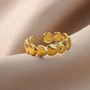 Gold Plated Heart Rings for Women Lucky Open Adjustable Stainless Steel Ring Romantic Couple Wedding Band Jewerly anillos mujer