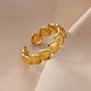 Gold Plated Heart Rings for Women Lucky Open Adjustable Stainless Steel Ring Romantic Couple Wedding Band Jewerly anillos mujer