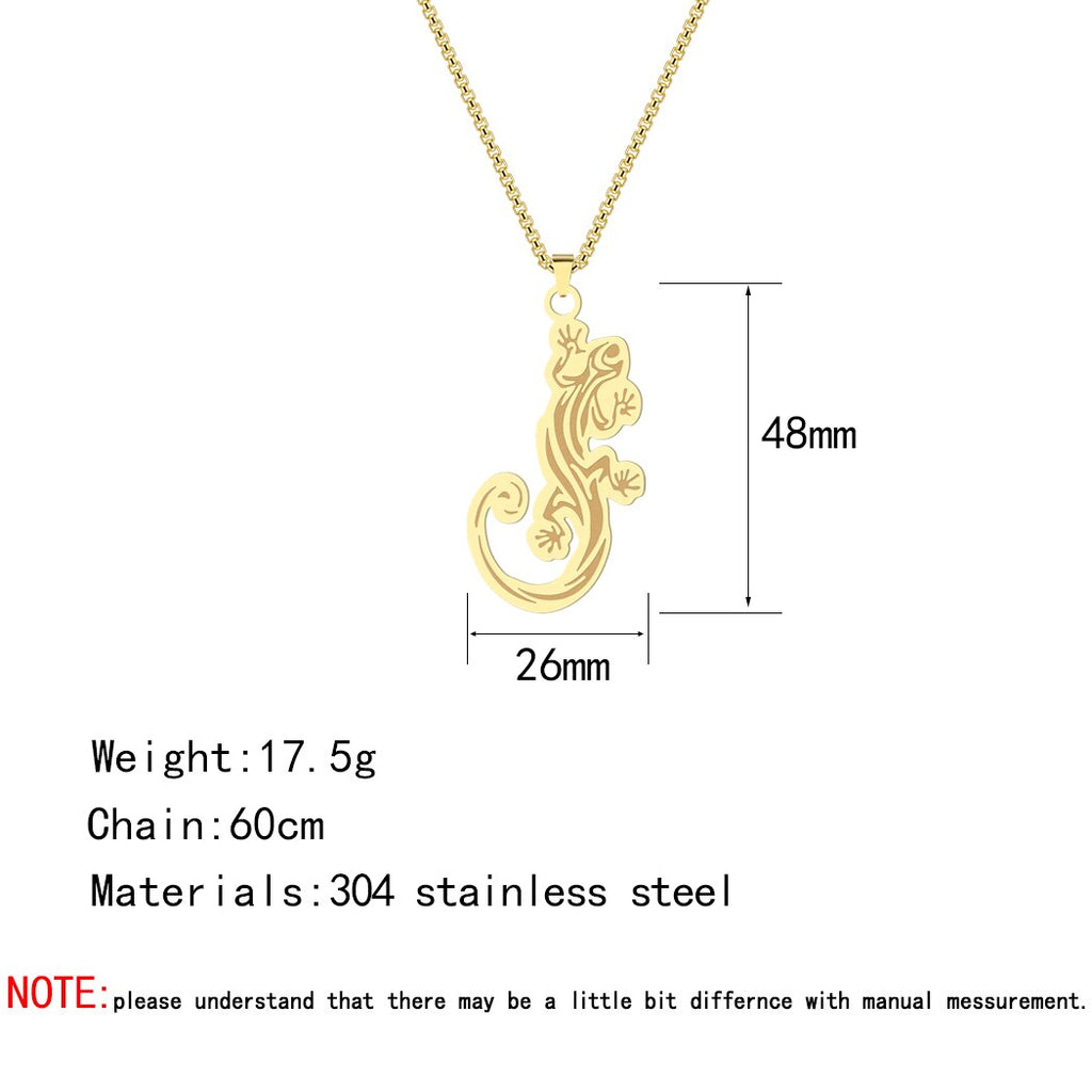 Gold Plated Lizard Pendant Animal Necklace For Men Jewelry Vintage Punk Stainless Steel Choker Necklace Gift