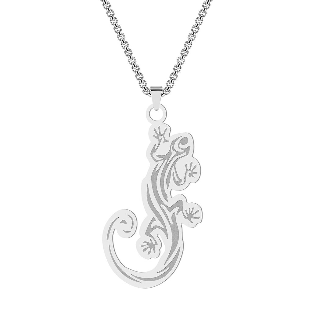 Gold Plated Lizard Pendant Animal Necklace For Men Jewelry Vintage Punk Stainless Steel Choker Necklace Gift
