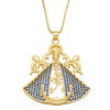 Gold Plated Our Lady of Aparecida Necklace for Women Copper Box Chain Necklace Catholic Jewelry Virgen de guadalupe