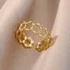 Gold Plated Pillar Rings For Women Open Adjustable Stainless Steel Ring 2023 Trend Couple Wedding Jewelry Christmas Gift anillos