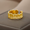 Gold Plated Pillar Rings For Women Open Adjustable Stainless Steel Ring 2023 Trend Couple Wedding Jewelry Christmas Gift anillos