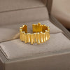 Gold Plated Pillar Rings For Women Open Adjustable Stainless Steel Ring 2023 Trend Couple Wedding Jewelry Christmas Gift anillos