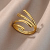 Gold Plated Pillar Rings For Women Open Adjustable Stainless Steel Ring 2023 Trend Couple Wedding Jewelry Christmas Gift anillos