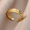 Gold Plated Pillar Rings For Women Open Adjustable Stainless Steel Ring 2023 Trend Couple Wedding Jewelry Christmas Gift anillos