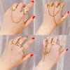 Gold Punk Cool Hiphop Chain Rings Multi-layer Adjustable Open Finger Rings Set Alloy Man Rings for Women Party Gift Jewelry