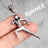 Gold Runner Fitness Bodybuilding Men Necklaces Pendants Chain for Boy Male Stainless Steel Jewelry Creativity Gift