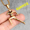 Gold Runner Fitness Bodybuilding Men Necklaces Pendants Chain for Boy Male Stainless Steel Jewelry Creativity Gift