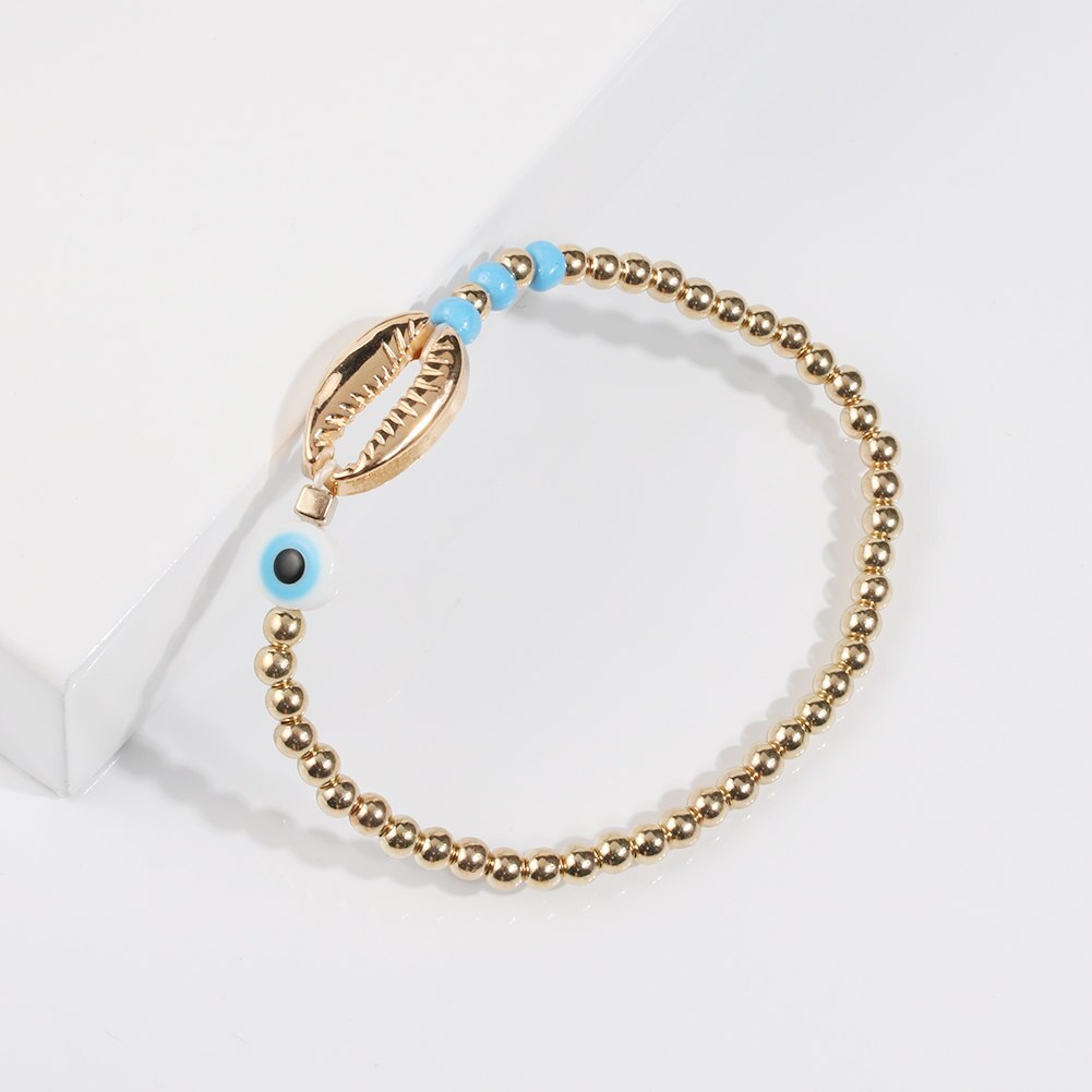 Gold Shell Beaded Bracelet  For Women Boho Friendship Colorful Bracelets Evil Eye Bracelets Rainbow Bracelet Gift  For Girls