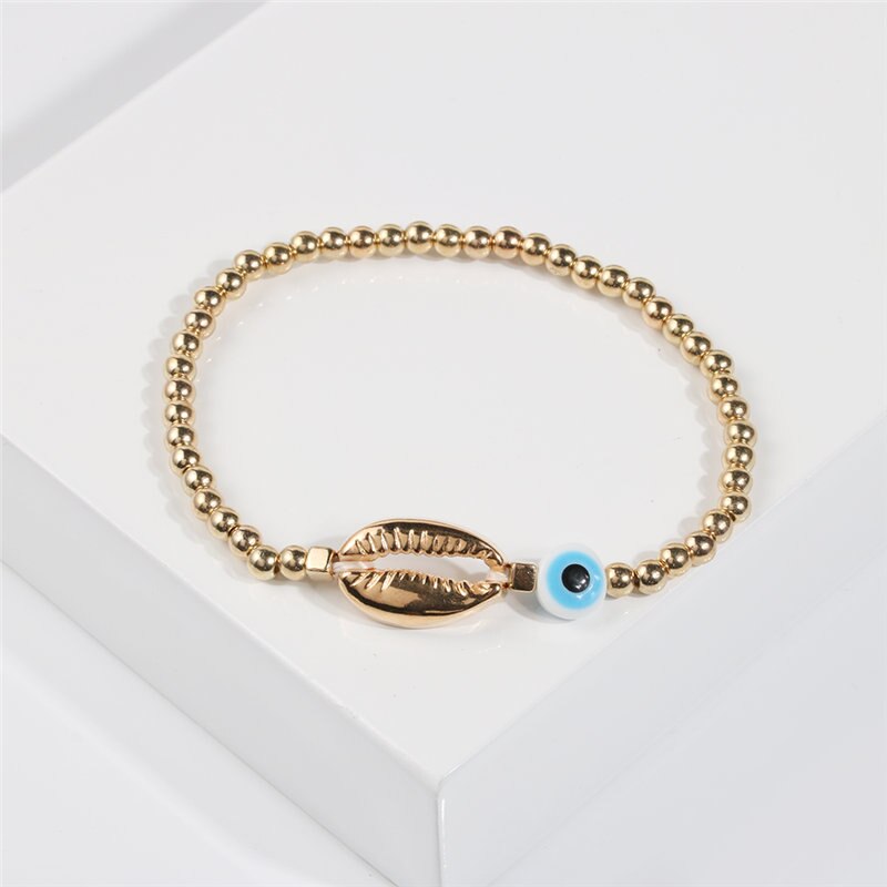 Gold Shell Beaded Bracelet  For Women Boho Friendship Colorful Bracelets Evil Eye Bracelets Rainbow Bracelet Gift  For Girls