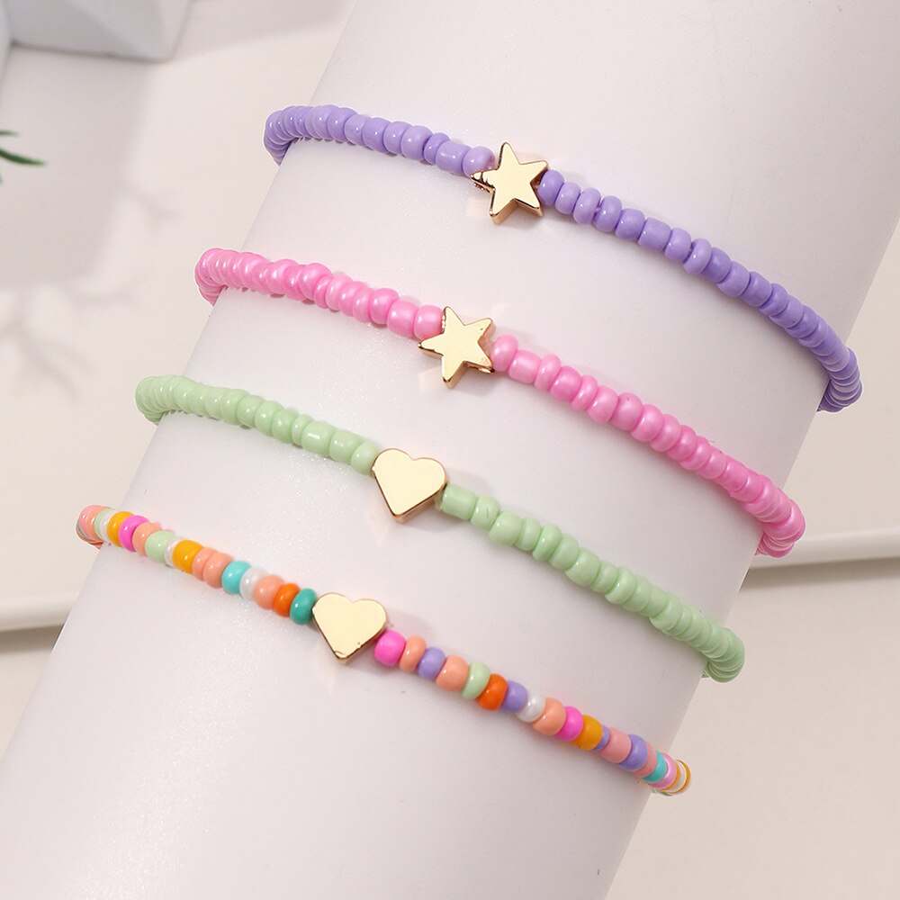 Gold Shell Beaded Bracelet  For Women Boho Friendship Colorful Bracelets Evil Eye Bracelets Rainbow Bracelet Gift  For Girls