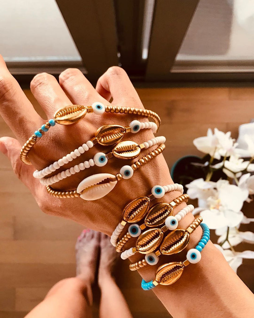 Gold Shell Beaded Bracelet  For Women Boho Friendship Colorful Bracelets Evil Eye Bracelets Rainbow Bracelet Gift  For Girls