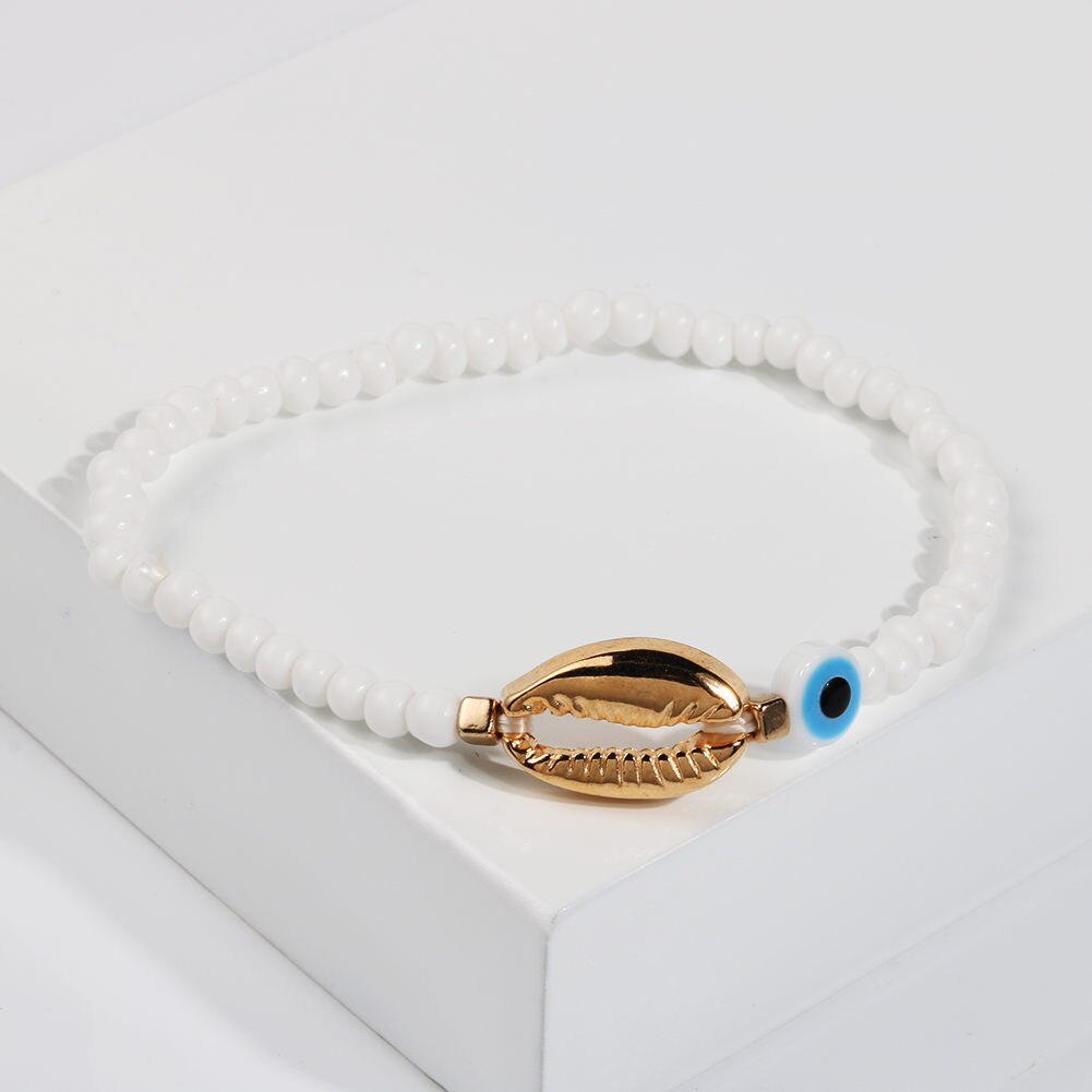 Gold Shell Beaded Bracelet  For Women Boho Friendship Colorful Bracelets Evil Eye Bracelets Rainbow Bracelet Gift  For Girls