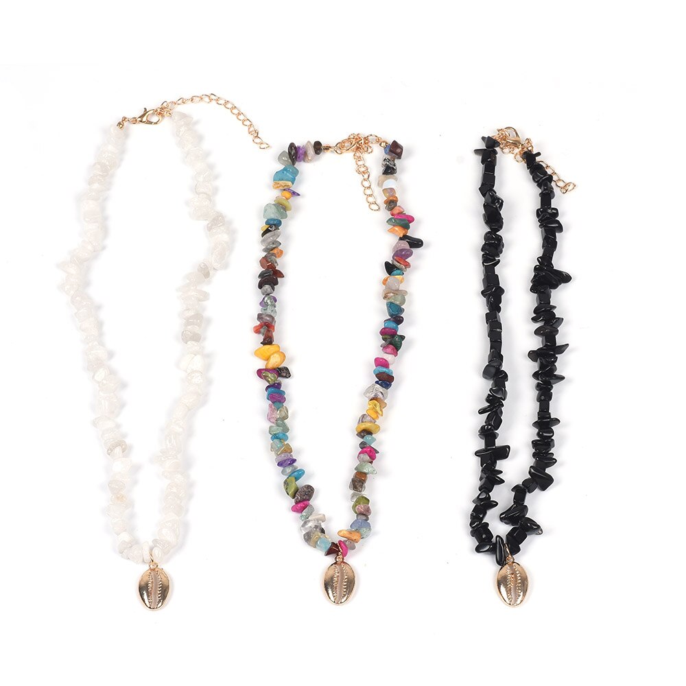 Gold Shell Necklace Two Layers Tropical Hawaiian Statement Colorful Macadam Choker Female Sea Beach Bohemia Jewelry