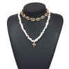Gold Shell Necklace Two Layers Tropical Hawaiian Statement Colorful Macadam Choker Female Sea Beach Bohemia Jewelry