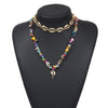 Gold Shell Necklace Two Layers Tropical Hawaiian Statement Colorful Macadam Choker Female Sea Beach Bohemia Jewelry