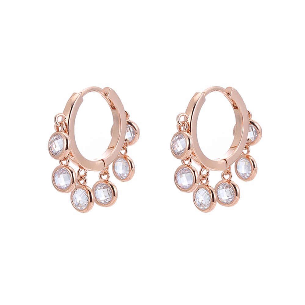 Gold Shining Colorful CZ Stone Earrings for Women  Cubic Zircon Tassel Hoop Earrings Jewelry Party Girls Wedding Gifts