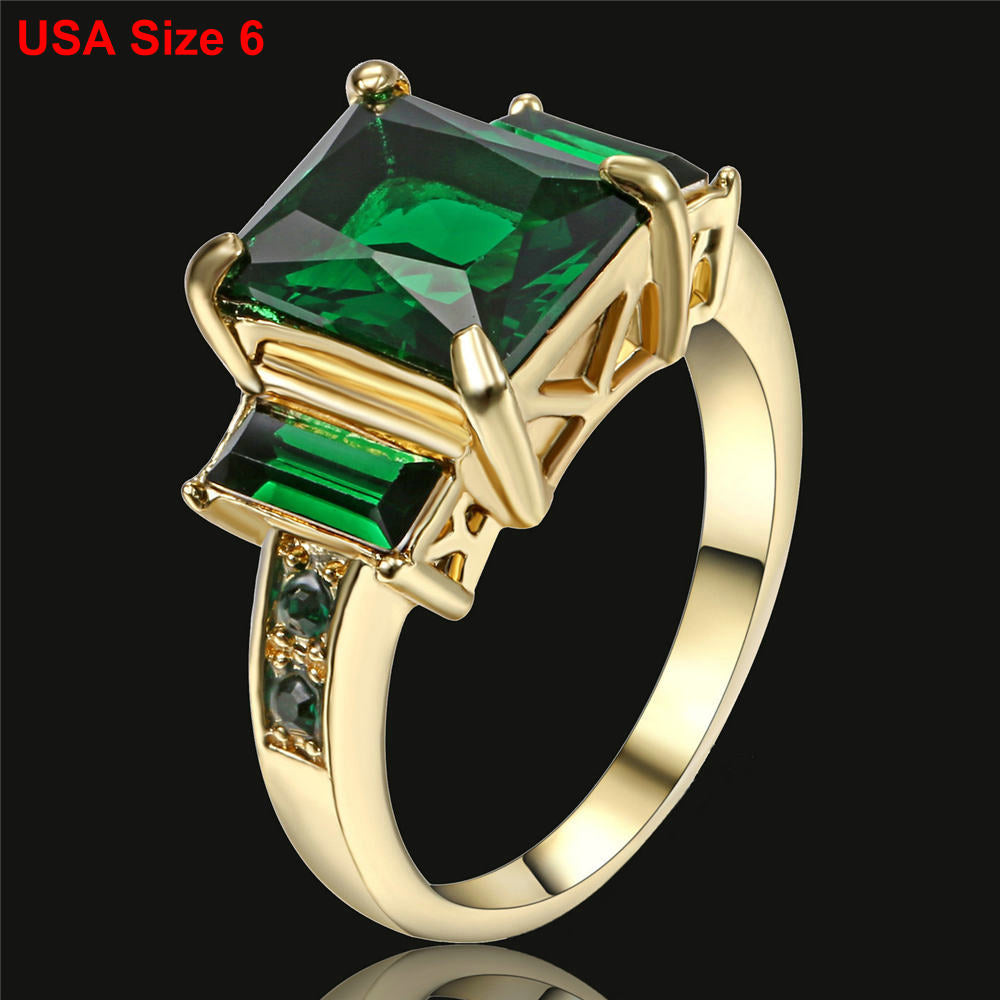 Gold Silver Color 8*10mm Mystic Rainbow Engagement Rings For Women AAA+ colorful Crystal Stone CZ Wedding Finger Ring Jewelry