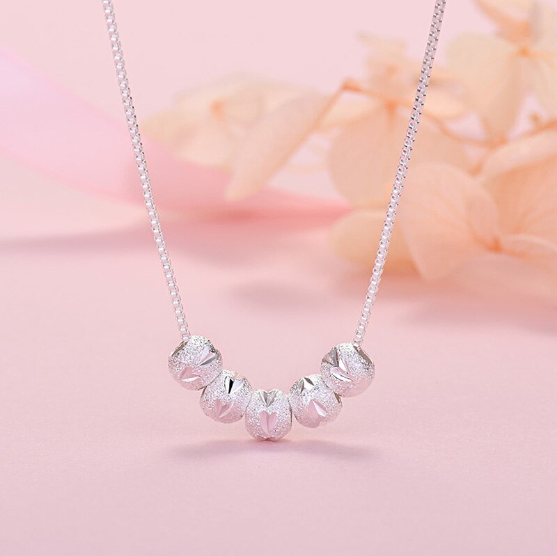 Gold Silver Color Frosting Round Ball Necklaces For Women Jewelry Accesories   GaaBou Jewellery