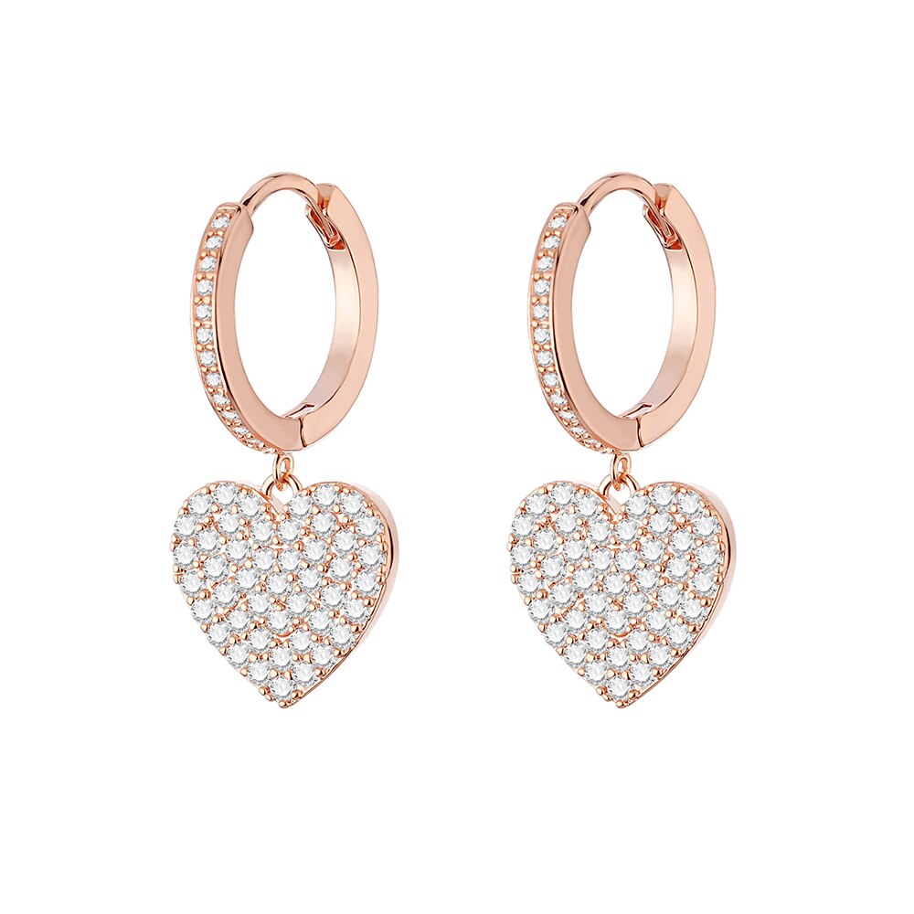 Gold Silver Color Heart Drop Earrings For Women  Brand Jewelry Ear Piercing CZ Hoop Earrings Femme Gift 2022