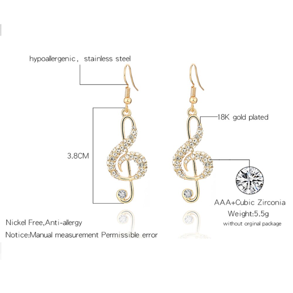 Gold Silver Color Music Note Earrings for Women Jewelry Female Earrings 2022 Design