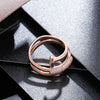 Gold Silver Color Nail Rings for Women  Bling Bling Zircon Stone Screw Ring Wedding Engagement Jewelry 2022