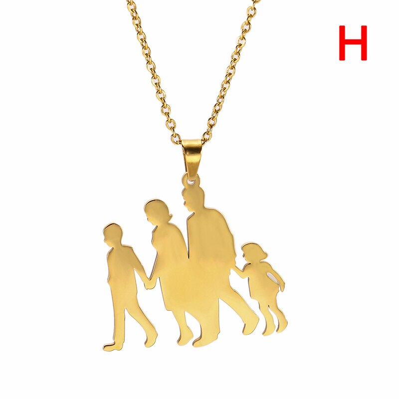 Gold Silver Color Stainless Steel Jewelry Family Baby Pregnant Necklace Heart For Wife Mother Father day Women Man Gift Love
