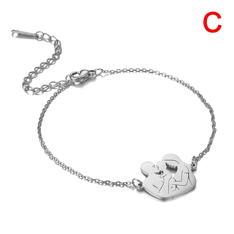 Gold Silver Color Stainless Steel Jewelry Family Baby Pregnant Necklace Heart For Wife Mother Father day Women Man Gift Love