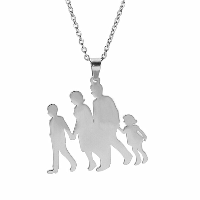 Gold Silver Color Stainless Steel Jewelry Family Baby Pregnant Necklace Heart For Wife Mother Father day Women Man Gift Love