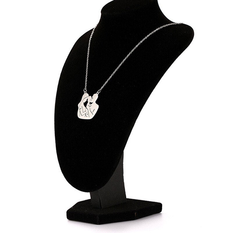 Gold Silver Color Stainless Steel Jewelry Family Baby Pregnant Necklace Heart For Wife Mother Father day Women Man Gift Love