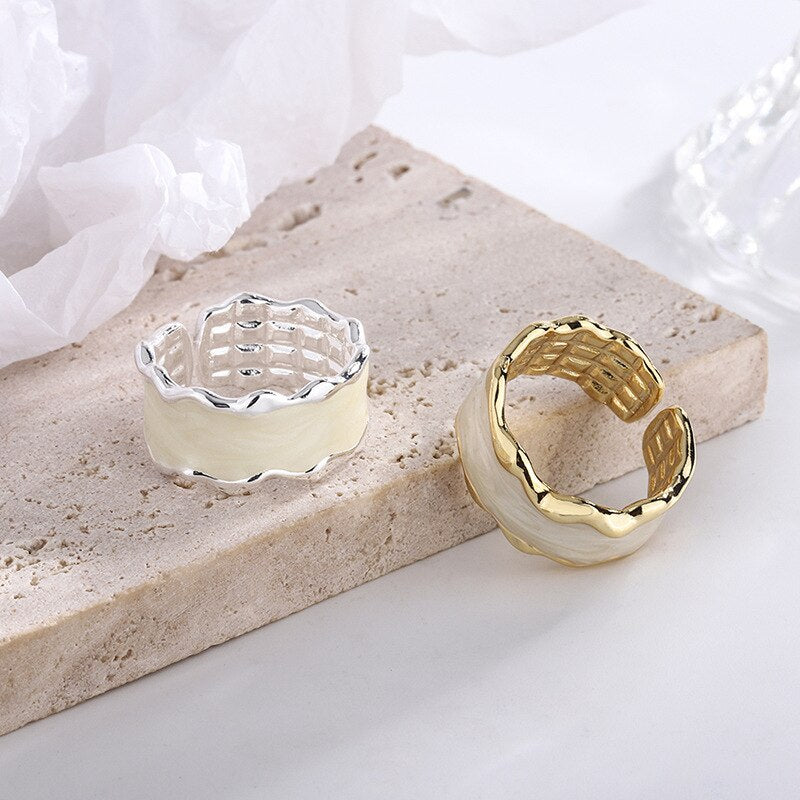 Gold Silver Colour Irregular Wave Women’s Ring Vintage  Designer Jewelry Gift Female Offers With  GaaBou