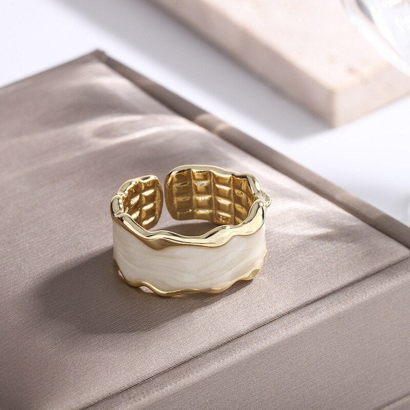 Gold Silver Colour Irregular Wave Women’s Ring Vintage  Designer Jewelry Gift Female Offers With  GaaBou