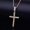 Gold Silver Cubic Zircon Cross Pendant Necklace Copper Material Bling C Men Women Hop Jewelry With Cuban/Rope Chain