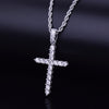 Gold Silver Cubic Zircon Cross Pendant Necklace Copper Material Bling C Men Women Hop Jewelry With Cuban/Rope Chain