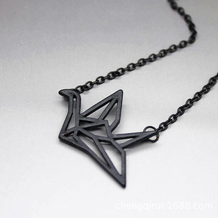 Gold/Silver Exquisite Origami Crane Necklace pigeon Pendant Necklaces New Simple Animal Jewelry YP2144